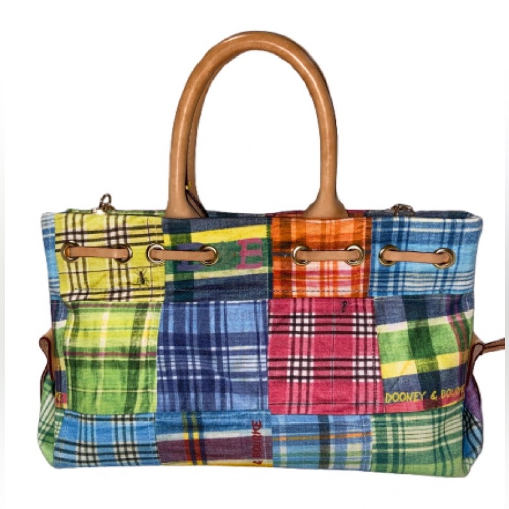 Dooney & Bourke Madras Plaid Picnic Ants Satchel - Picture 2 of 7